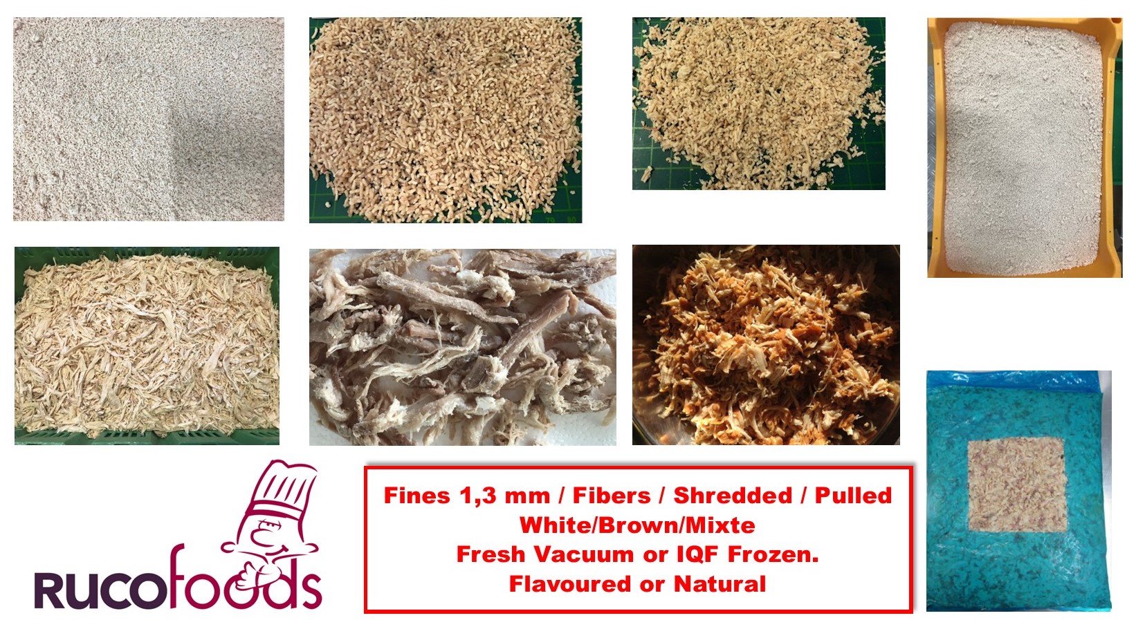 shredded pulled fines hen chicken poultry